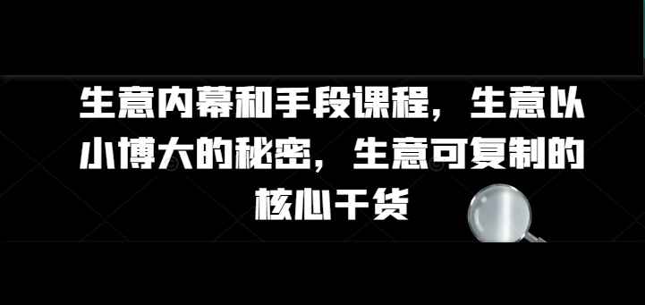 生意内幕核心干货和手段课程-网亿资源平台
