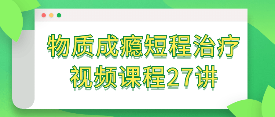 物质成瘾短程治疗视频课程27讲-网亿资源平台