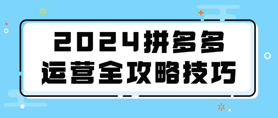 2024拼多多运营全攻略技巧-网亿资源平台