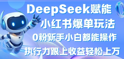 DeepSeek赋能小红书爆单玩法0粉新手小白都能操作，执行力跟上收益轻松上W，懒人勿做-网亿资源平台