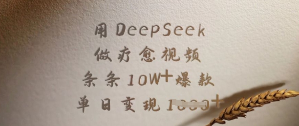 用DeepSeek做疗愈视频，条条10W+爆款，单日变现多张-网亿资源平台