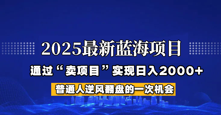 2025年蓝海项目，如何通过“网创项目”日入2000+-网亿资源平台