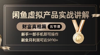 精品！闲鱼虚拟产品实战讲解，新手一部手机即可操作，副业月利润可达5k+-网亿资源平台