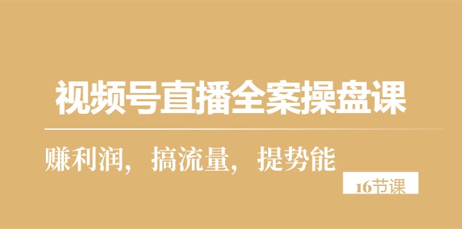 (10207期)视频号直播全案操盘课,赚利润,搞流量,提势能(16节课)-邪修侠 - 演示