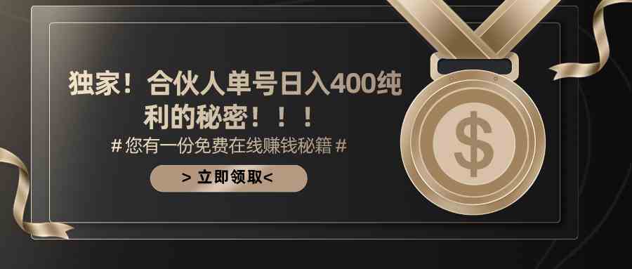 (10028期)合伙人广告撸金最新玩法,每天单号400纯利-邪修侠