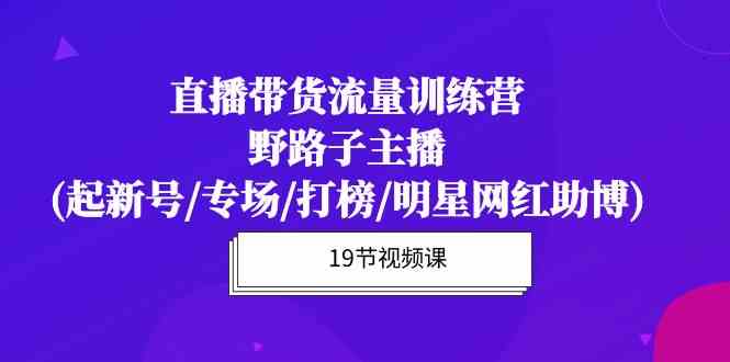 (10016期)直播带货流量特训营,野路子主播(起新号/专场/打榜/明星网红助博)19节课-邪修侠