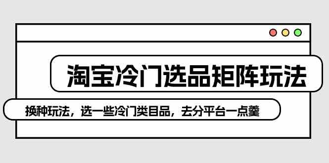 （10159期）淘宝冷门选品矩阵玩法：换种玩法，选一些冷门类目品，去分平台一点羹-邪修侠 - 演示