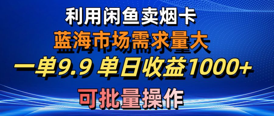 （10579期）利用咸鱼卖烟卡，蓝海市场需求量大，一单9.9单日收益1000+，可批量操作-邪修侠 - 演示