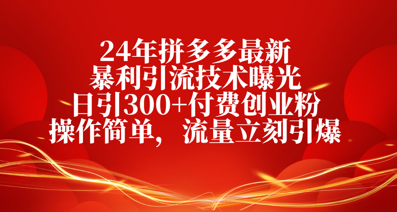 （10559期）24年拼多多最新暴利引流技术曝光，日引300+付费创业粉，操作简单，流量…-邪修侠 - 演示