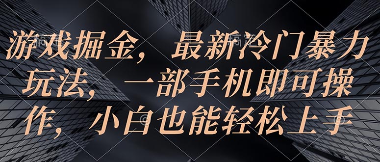 (10689期)游戏掘金,最新冷门暴力玩法,一部手机即可操作,小白也能轻松上手-邪修侠 - 演示