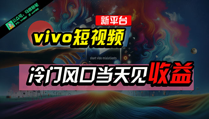 （10390期）全新平台vivo短视频，新风口AI混剪无脑搬运，冷门风口当天见收益，7天…-邪修侠 - 演示