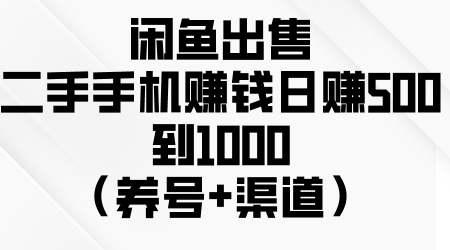 （10269期）闲鱼出售二手手机赚钱，日赚500到1000（养号+渠道）-邪修侠 - 演示