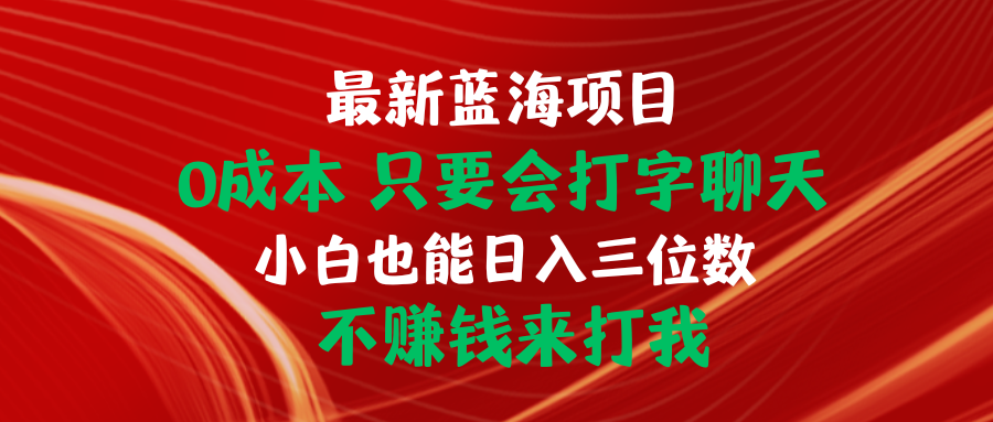 （10424期）最新蓝海项目 0成本 只要会打字聊天 小白也能日入三位数 不赚钱来打我-邪修侠 - 演示