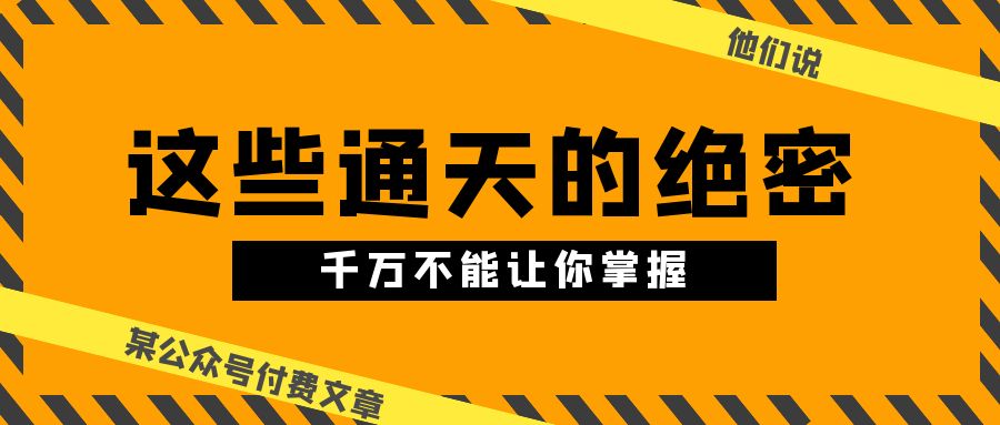 （10651期）某公众号付费文章《他们说 “ 这些通天的绝密，千万不能让你掌握! ”》-邪修侠 - 演示