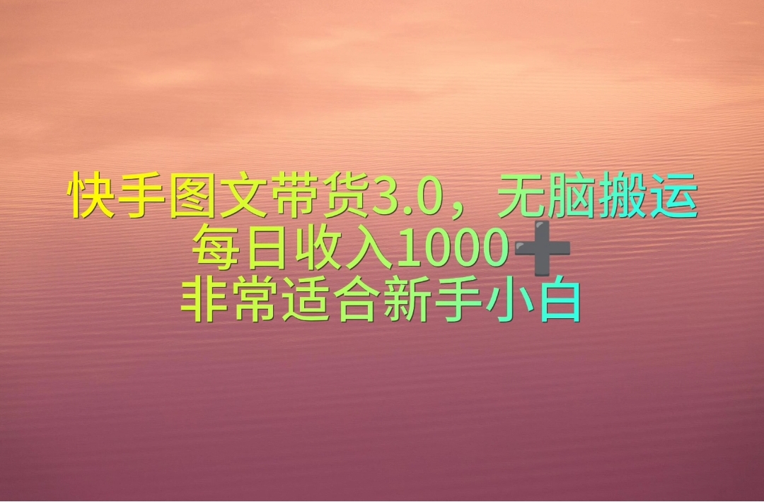 (10252期)快手图文带货3.0,无脑搬运,每日收入1000+,非常适合新手小白-邪修侠