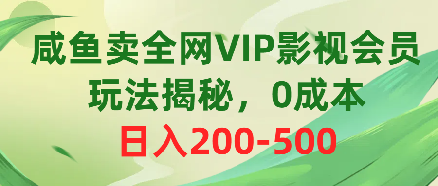 （10517期）咸鱼卖全网VIP影视会员，玩法揭秘，0成本日入200-500-邪修侠 - 演示