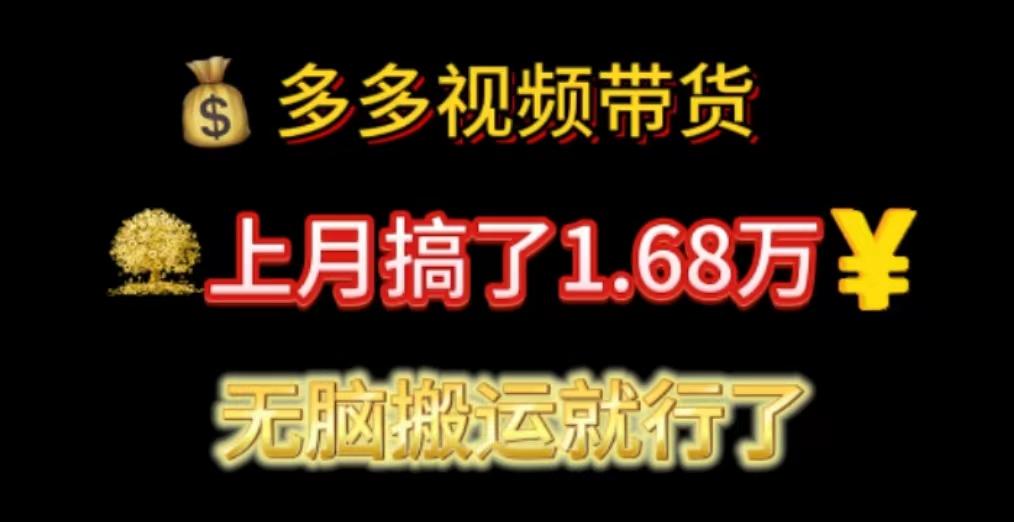 (11269期)多多视频带货:上月搞了1.68万,无脑搬运就行了-邪修侠 - 演示