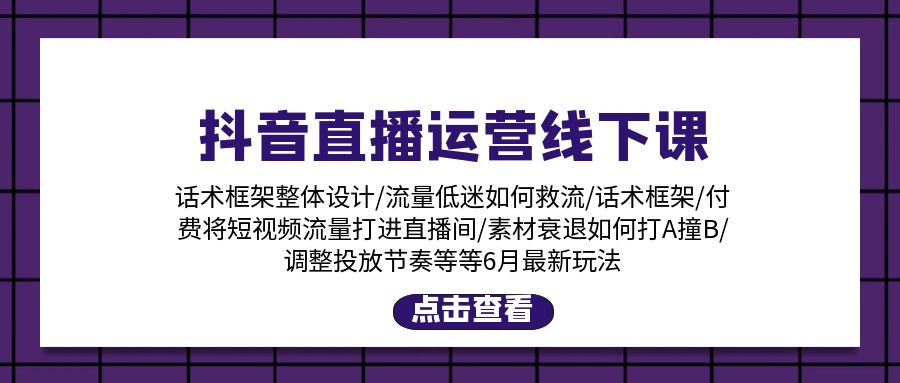 （11211期）抖音直播运营线下课：话术框架/付费流量直播间/素材A撞B/等6月新玩法-邪修侠 - 演示