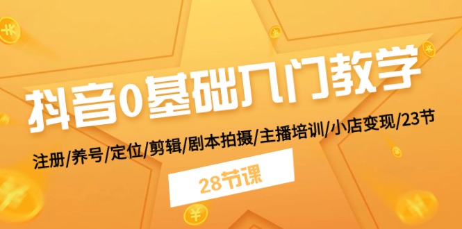 (11088期)抖音0基础入门教学 注册/养号/定位/剪辑/剧本拍摄/主播培训/小店变现/28节-邪修侠