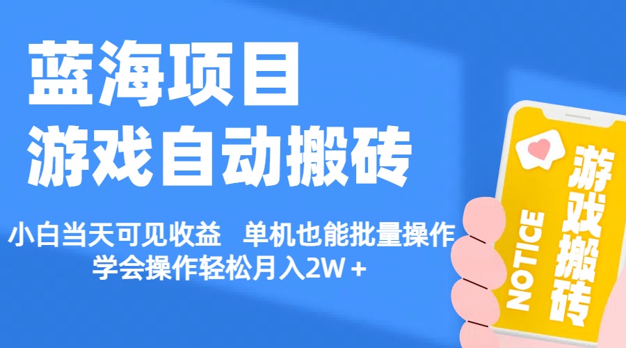 (11265期)【蓝海项目】游戏自动搬砖 小白当天可见收益 单机也能批量操作 学会操…-邪修侠 - 演示
