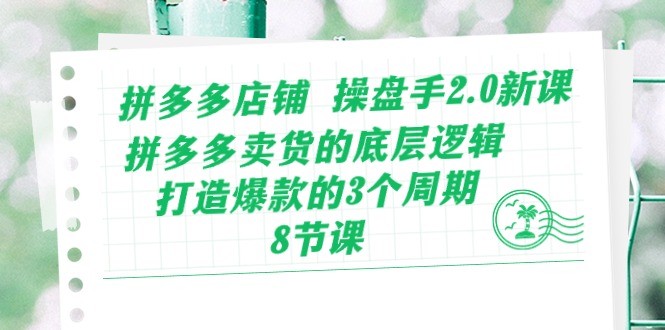 （10859期）拼多多店铺 操盘手2.0新课，拼多多卖货的底层逻辑，打造爆款的3个周期-8节-邪修侠 - 演示