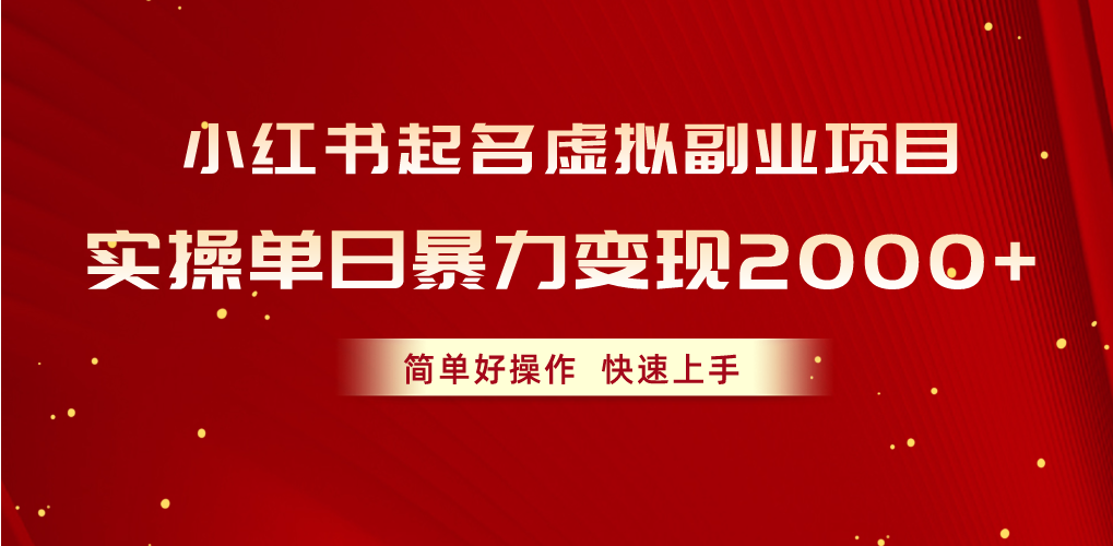 （10856期）小红书起名虚拟副业项目，实操单日暴力变现2000+，简单好操作，快速上手-邪修侠 - 演示
