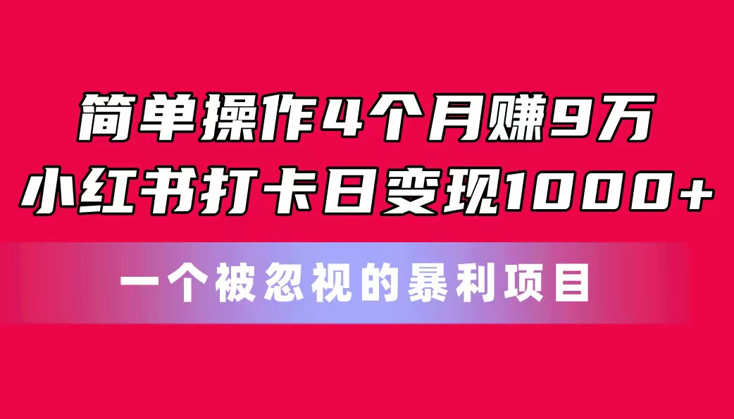（11048期）简单操作4个月赚9万！小红书打卡日变现1000+！一个被忽视的暴力项目-邪修侠 - 演示