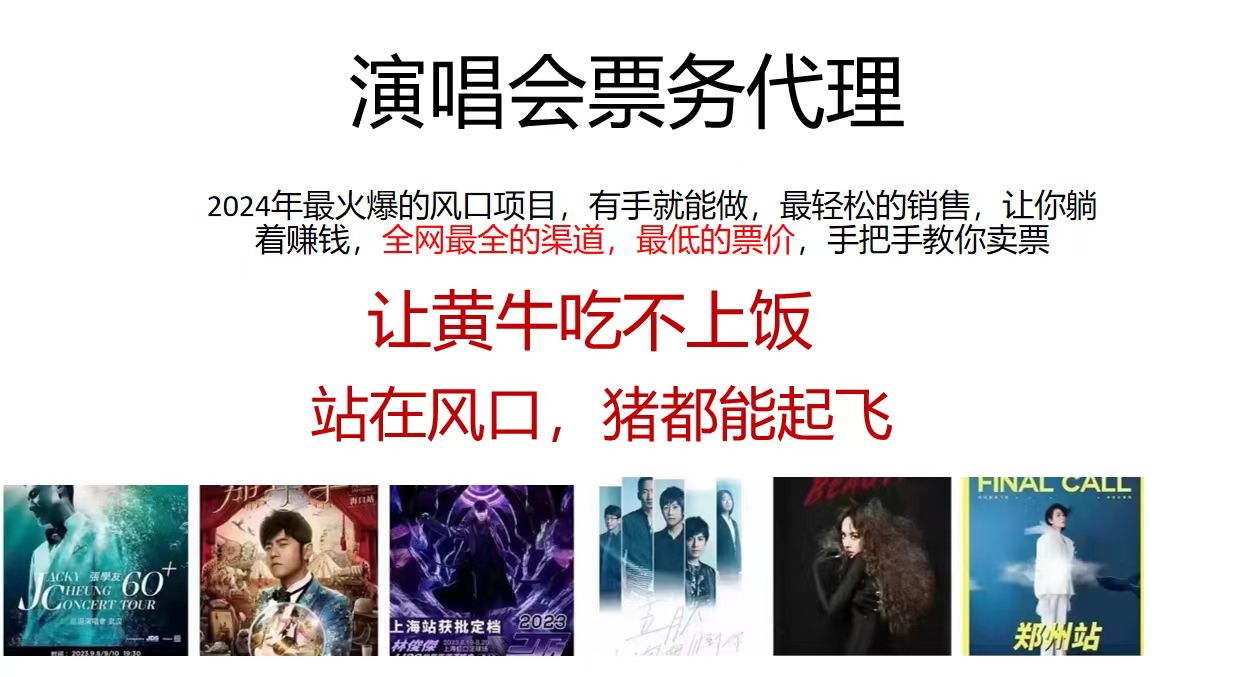 (11677期)演唱会2024票务代理,全网最低的票价,手把手教你卖票,日入2000+-邪修侠 - 演示