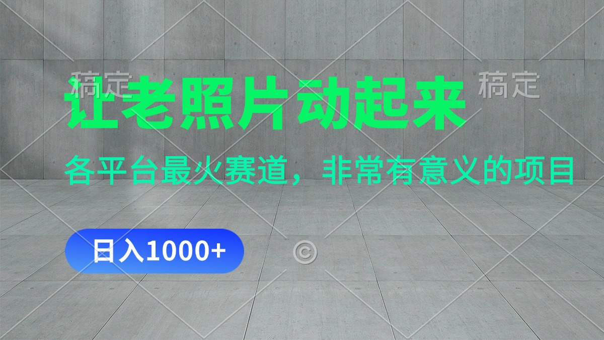 (11671期)让老照片动起来,一天变现1000+,各平台最火赛道,看完就会-邪修侠 - 演示