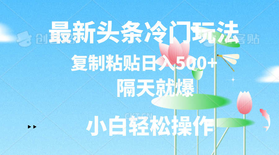 （11414期）最新头条冷门玩法，隔天就爆，复制粘贴日入500+-邪修侠 - 演示