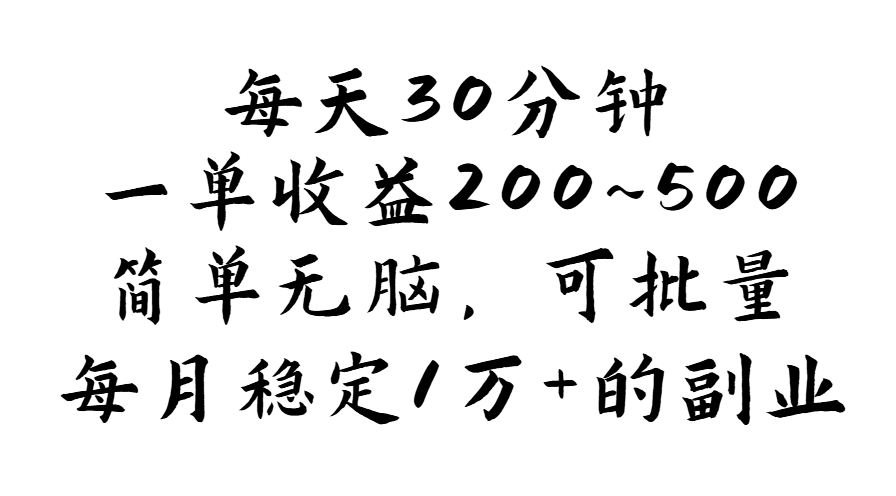 （11764期）每天30分钟，一单收益200~500，简单无脑，可批量放大，每月稳定1万+的…-邪修侠 - 演示