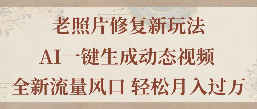 （11503期）老照片修复新玩法，老照片AI一键生成动态视频 全新流量风口 轻松月入过万-邪修侠 - 演示