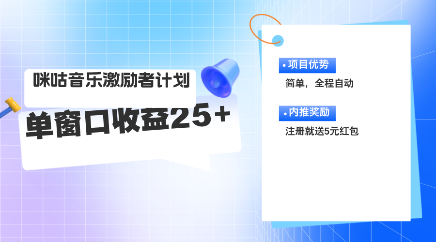 （11942期）咪咕激励者计划，单窗口收益20~25，可矩阵操作-网亿资源平台