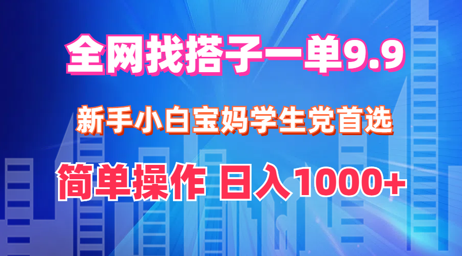（12295期）全网找搭子1单9.9 新手小白宝妈学生党首选 简单操作 日入1000+-网亿资源平台