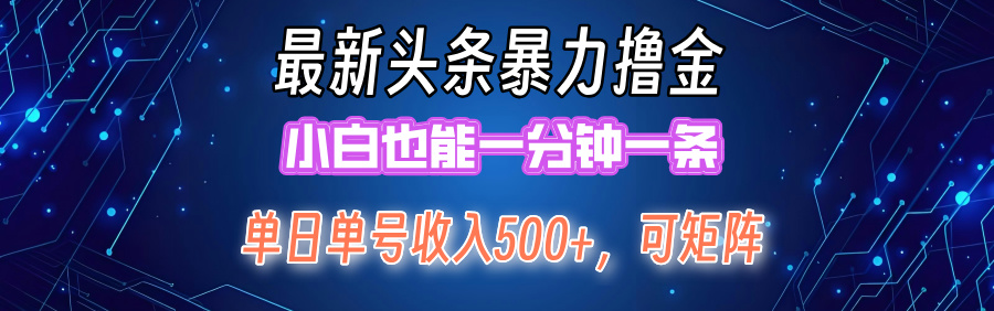 （12380期）最新暴力头条掘金日入500+，矩阵操作日入2000+ ，小白也能轻松上手！-网亿资源平台