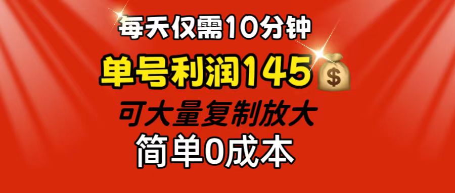 （12027期）每天仅需10分钟，单号利润145 可复制放大 简单0成本-网亿资源平台