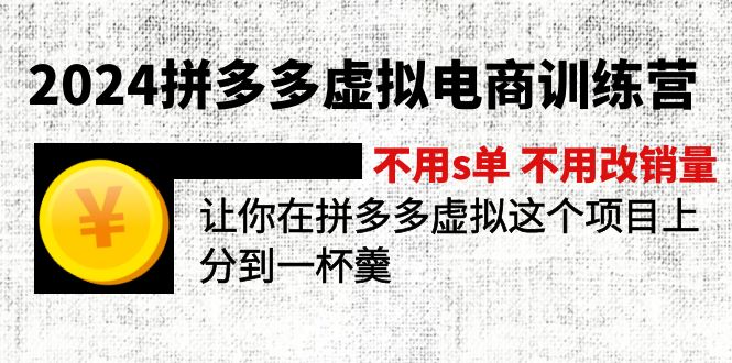 （12024期）2024拼多多虚拟电商训练营 不s单 不改销量 做虚拟项目分一杯羹(更新10节)-网亿资源平台
