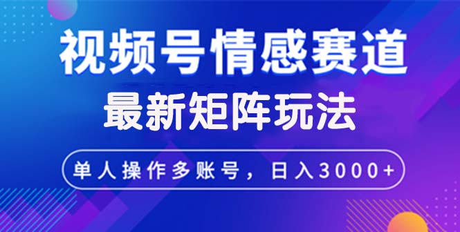 （12609期）视频号创作者分成情感赛道最新矩阵玩法日入3000+-网亿资源平台