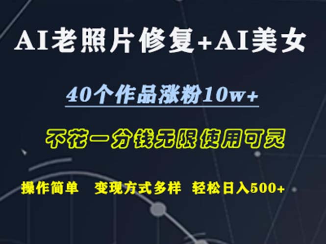 （12489期）AI老照片修复+AI美女玩发 40个作品涨粉10w+ 不花一分钱使用可灵 操…-网亿资源平台