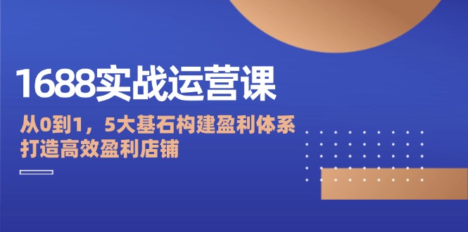 （12482期）1688实战运营课：从0到1，5大基石构建盈利体系，打造高效盈利店铺-网亿资源平台