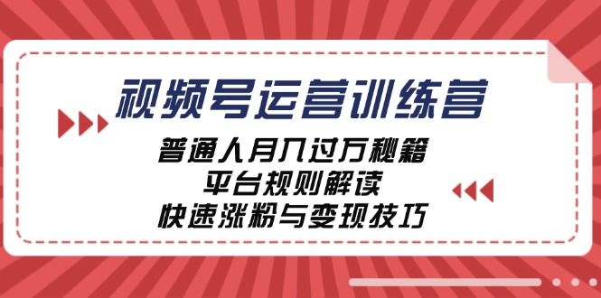 （12722期）视频号运营训练营：普通人月入过万秘籍，平台规则解读，快速涨粉与变现…-网亿资源平台