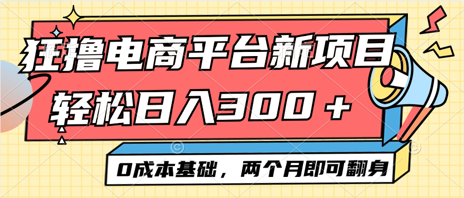 （12685期）电商平台新赛道变现项目小白轻松日入300＋0成本基础两个月即可翻身-网亿资源平台
