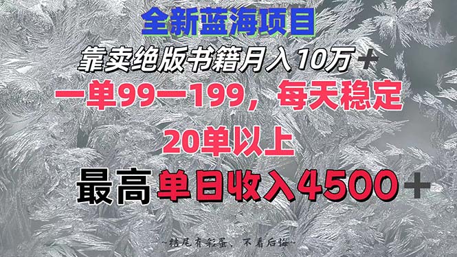 （12512期）靠卖绝版书籍月入10W+,一单99-199，一天平均20单以上，最高收益日入4500+-网亿资源平台