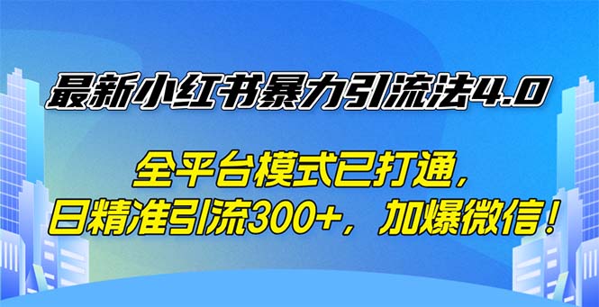 （12505期）最新小红书暴力引流法4.0， 全平台模式已打通，日精准引流300+，加爆微…-网亿资源平台