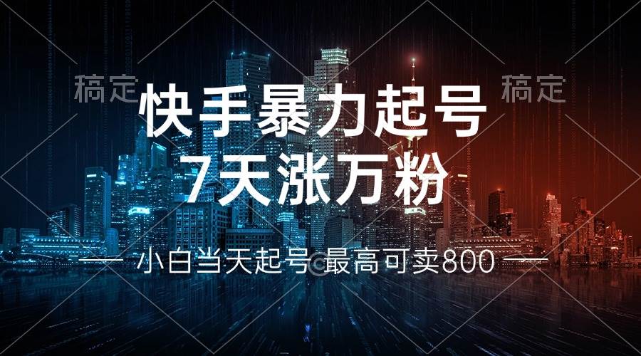 （13142期）快手暴力起号，7天涨万粉，小白当天起号 多种变现方式，账号回收，单月…-网亿资源平台