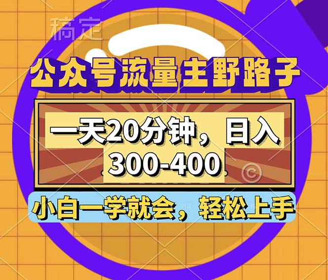 （12866期）公众号流量主野路子玩法，一天20分钟，日入300~400，小白一学就会-网亿资源平台