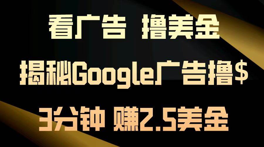 （13114期）看广告，撸美金！3分钟赚2.5美金！日入200美金不是梦！揭秘Google广告…-网亿资源平台