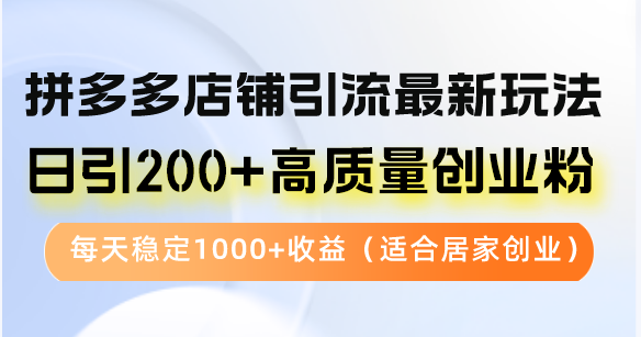（12893期）拼多多店铺引流最新玩法，日引200+高质量创业粉，每天稳定1000+收益（…-网亿资源平台