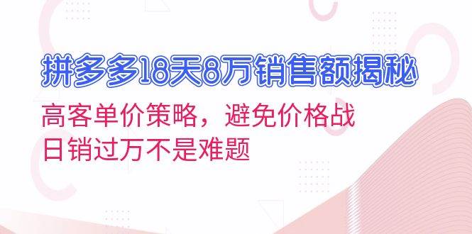 （13383期）拼多多18天8万销售额揭秘：高客单价策略，避免价格战，日销过万不是难题-皓哥创业笔记