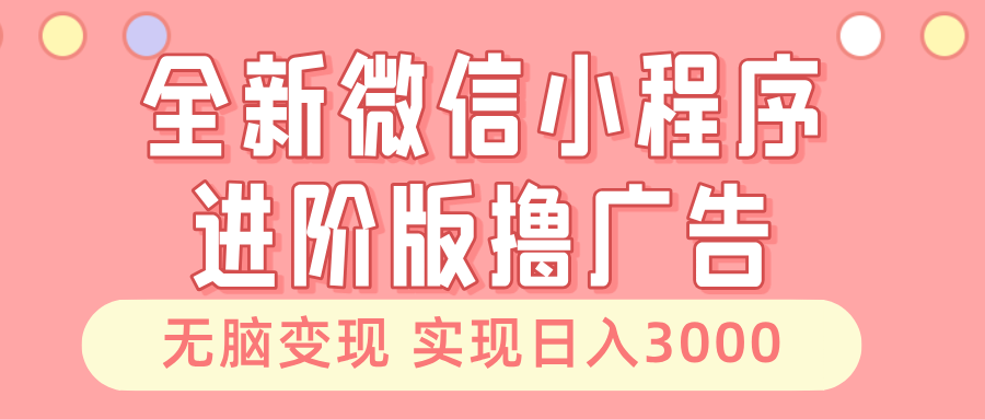 （13197期）全新微信小程序进阶版撸广告 无脑变现睡后也有收入 日入3000＋-皓哥创业笔记